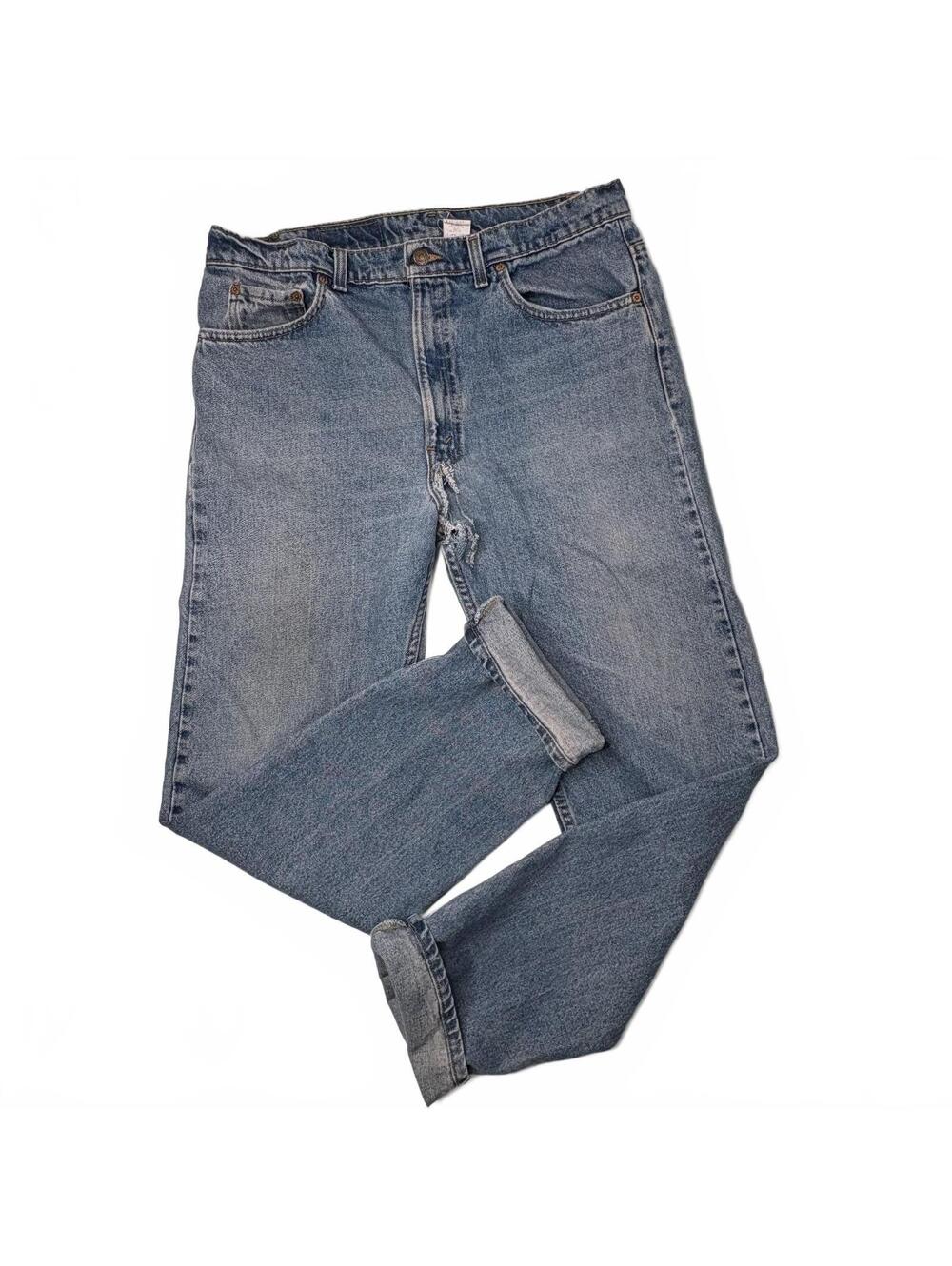 Levi's 505 Straight Leg Jeans 38x34 Vintage Distressed Blue